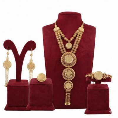 Royal Golden Layered Filigree Coin 4-Piece Set