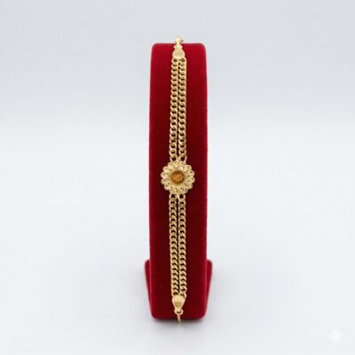 Elegant Double-Chain Floral Gold-Tone Bracelet