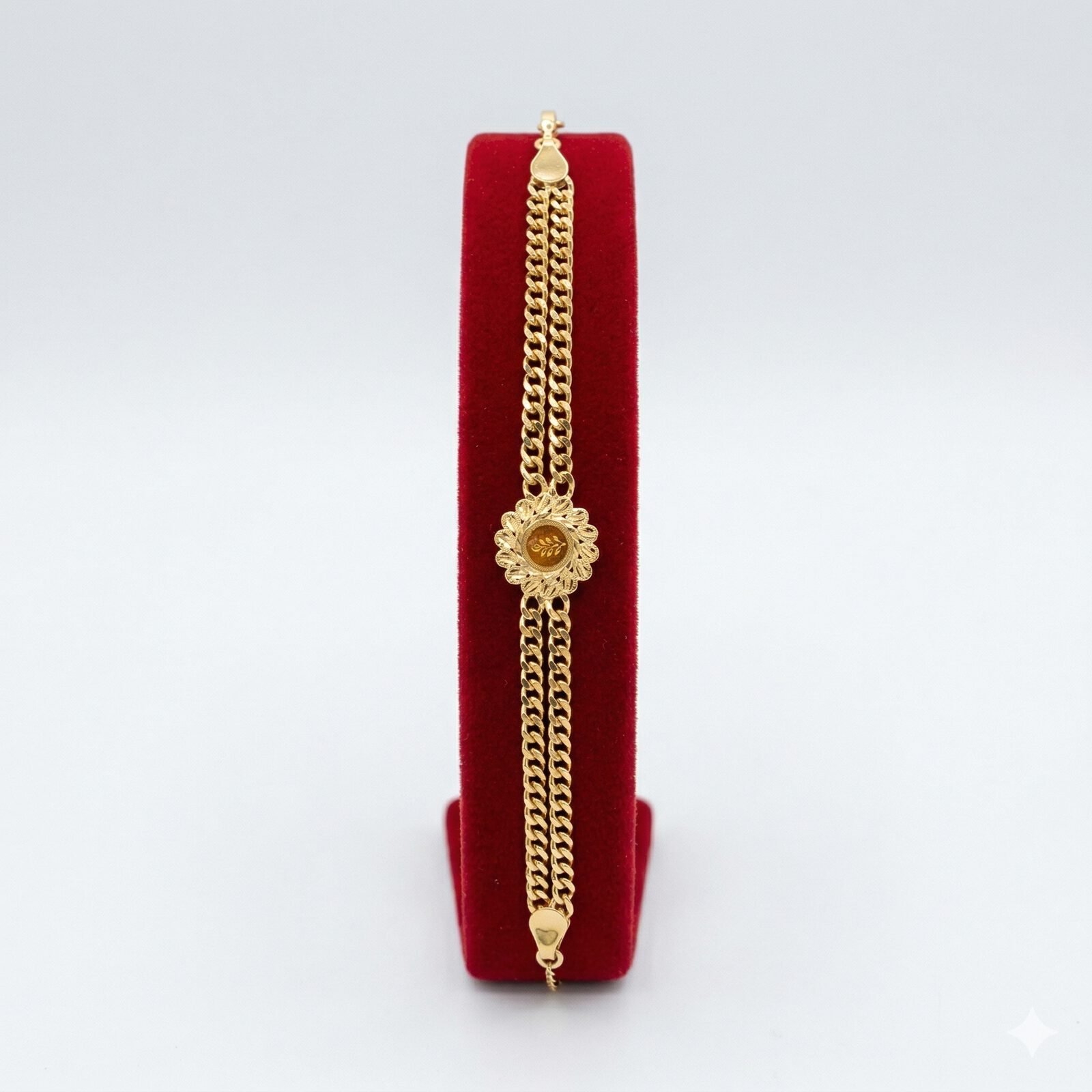 Elegant Double-Chain Floral Gold-Tone Bracelet