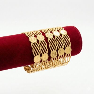 Heritage Rose Multi-Medallion Wide Gold Bangle