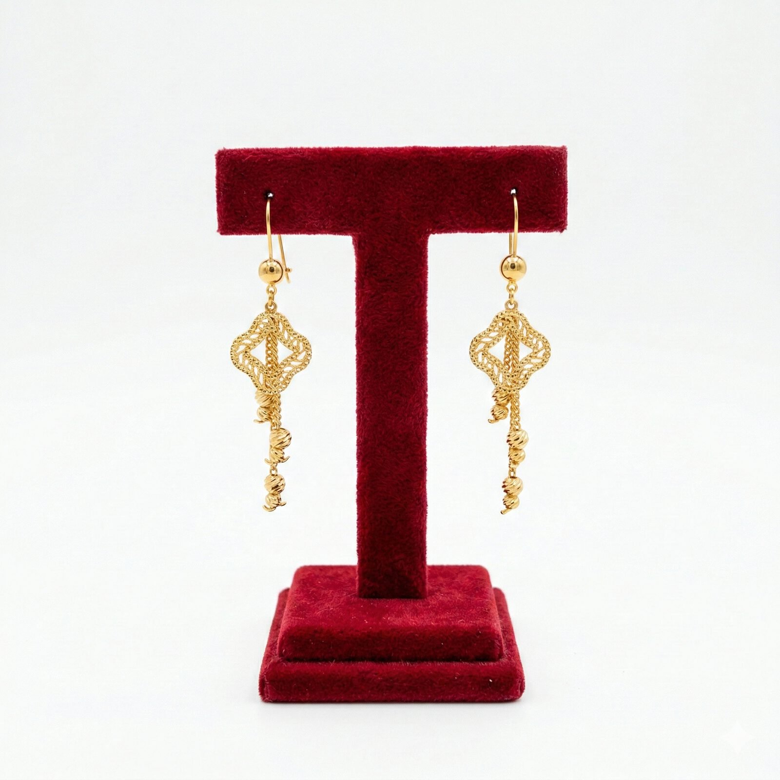 Woven Filigree Diamond Dangle Earrings - Image 2