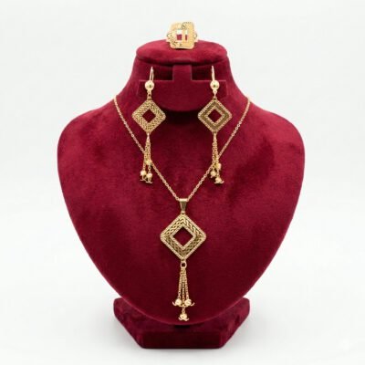 Geometric Open-Rhombus Tassel 3-Piece Set