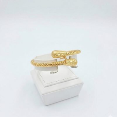 Elegant Twisted Cable Gold-Tone Cuff Bracelet