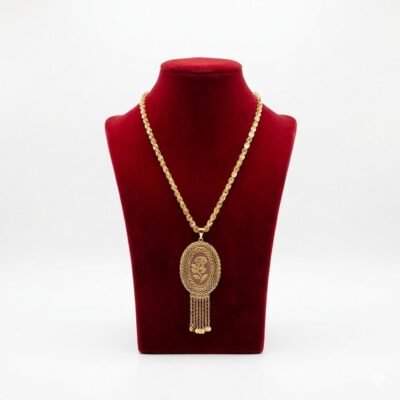 Royal Oval Rose Scroll Filigree Long Necklace