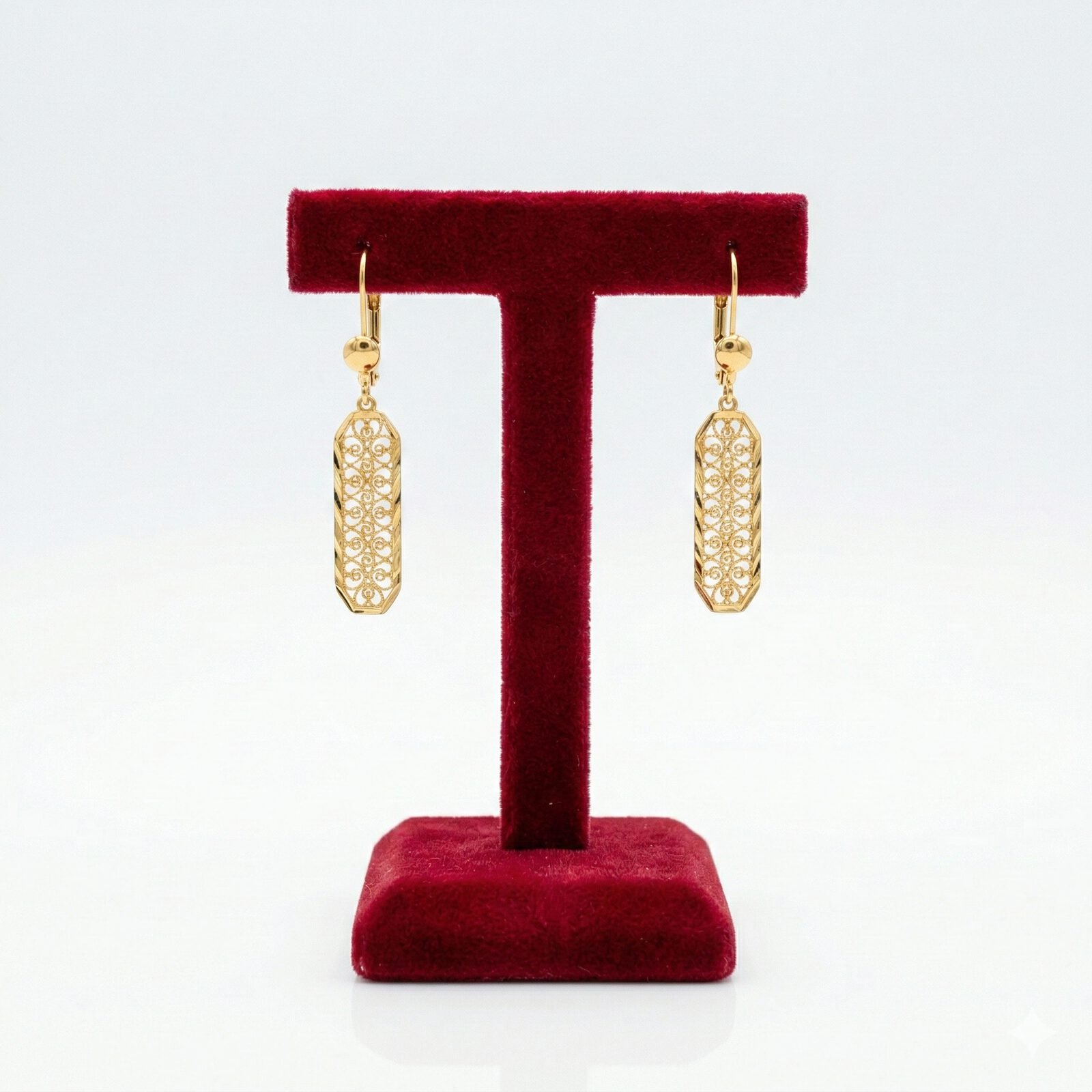 Majestic Long Filigree Bar Earrings - Image 2