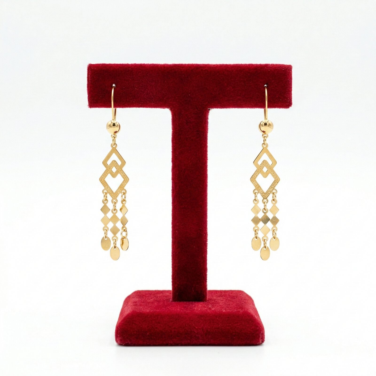 Interlocking Geometric Diamond Dangle Earrings - Image 2