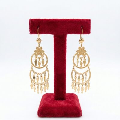 Tiered Crescent Floral Chandelier Earrings