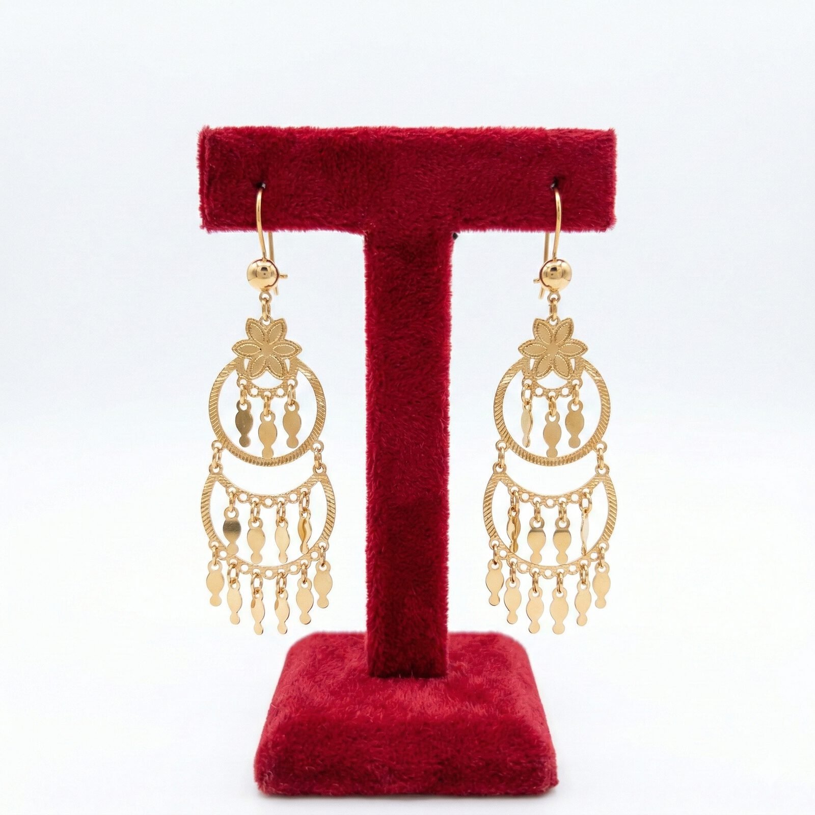 Tiered Crescent Floral Chandelier Earrings - Image 2