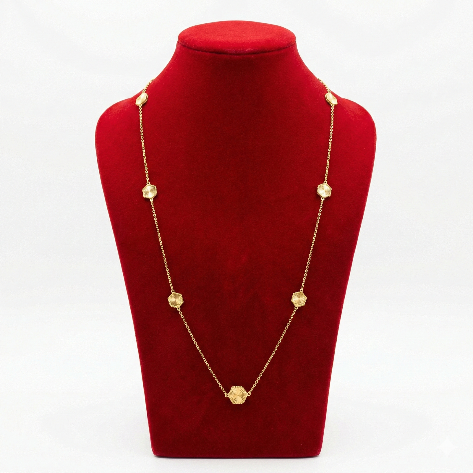 Geometric Sunburst Gold-Tone Long Necklace