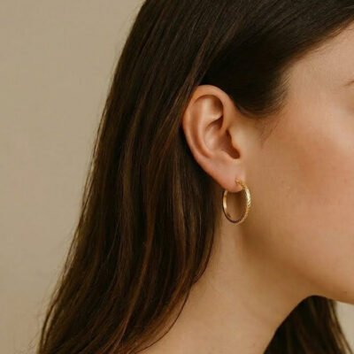 Royal Golden Oval Hoop Earrings