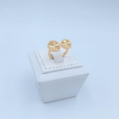 Radiant Sunburst Adjustable Dual Ring (Gold Tone)