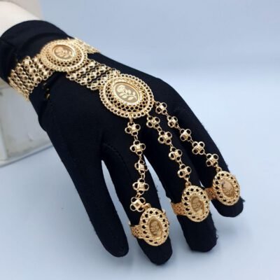 Imperial 3-Ring Rose Gold Hand Bracelet (Panja)