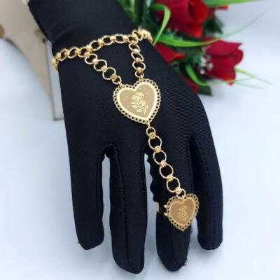 Royal Heart Rose Gold Hand Bracelet (Panja)