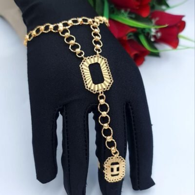 Royal Initial Hand Chain Gold-Tone Bracelet
