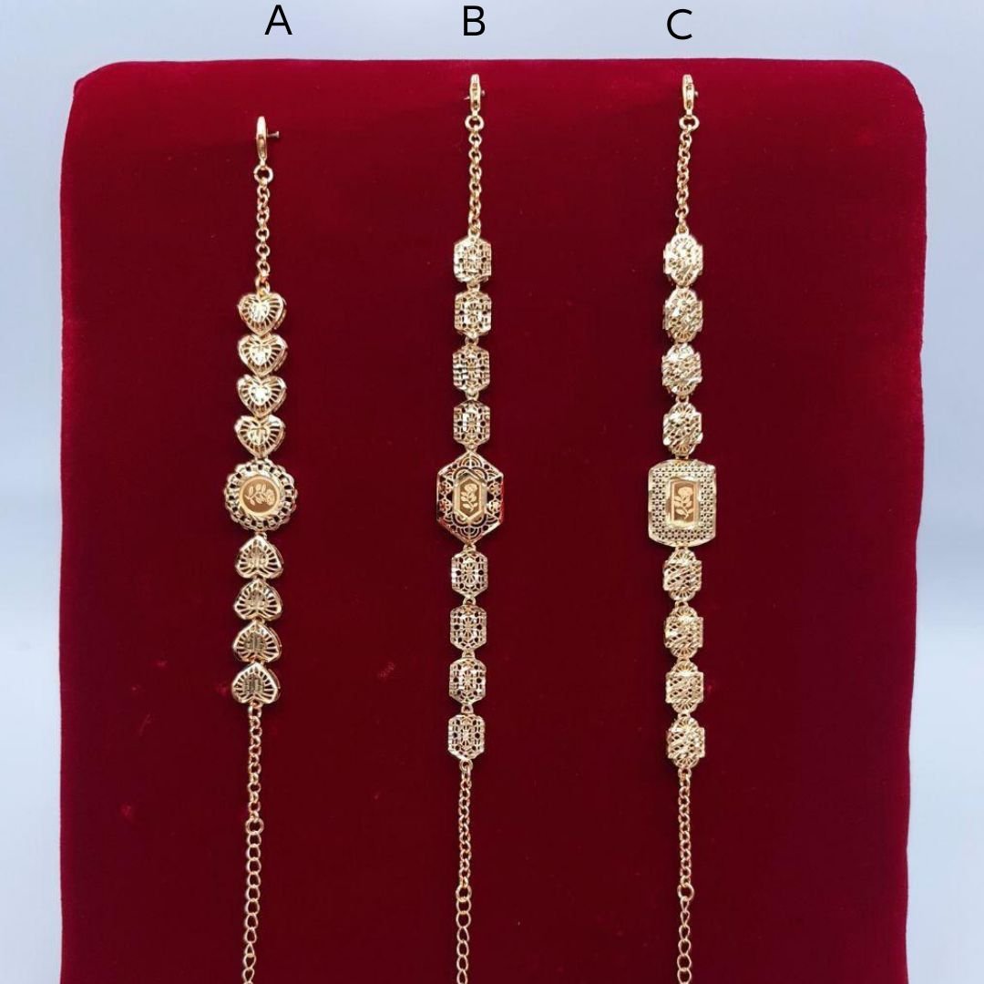 Romantic Floral Filigree Gold-Tone Bracelet